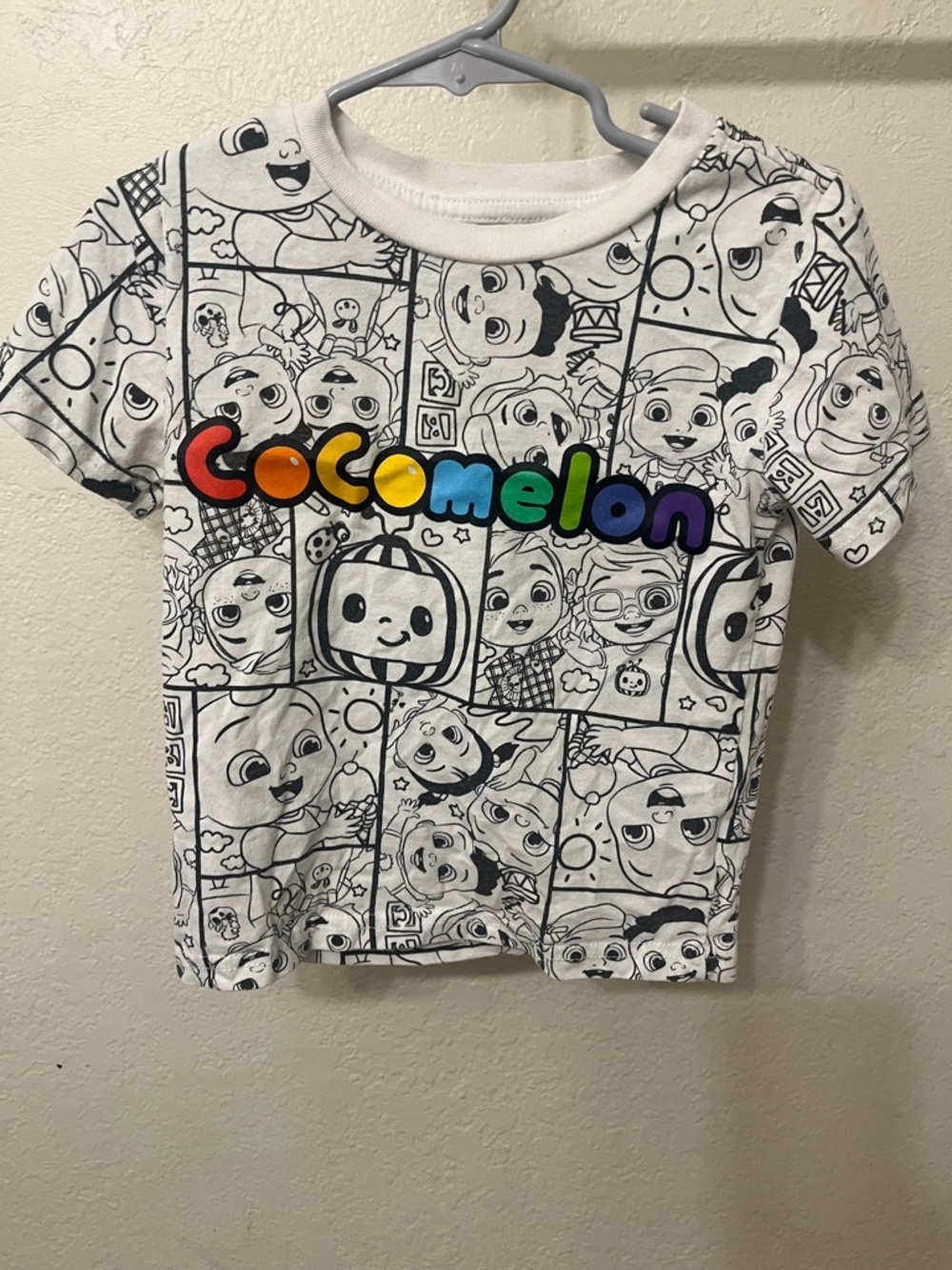 Kids' Cocomelon White Graphic T-Shirt with Multicolor Logo